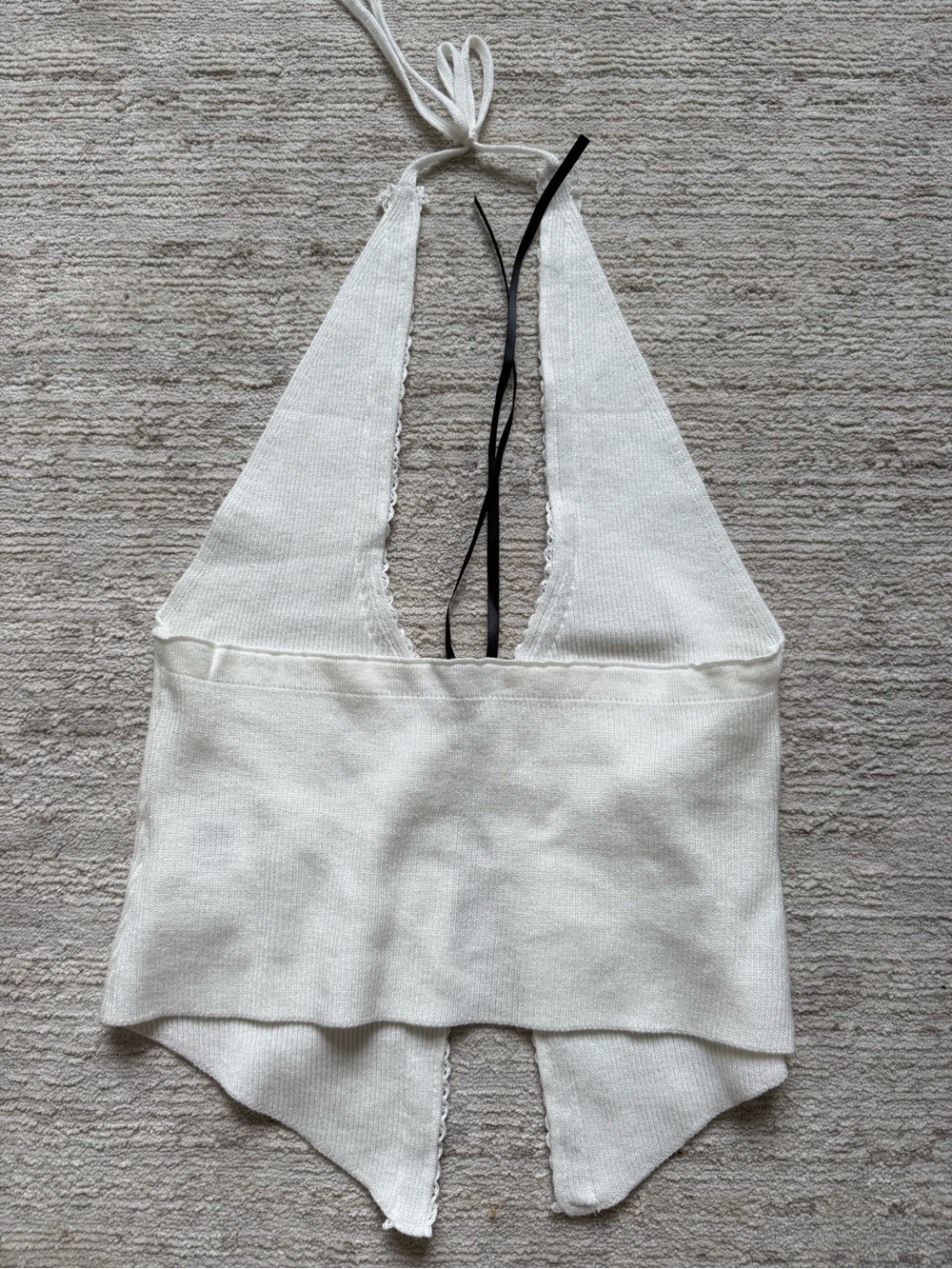 Shein White/Black Halter Top w Tie (Size Small) - Picture 4 of 4